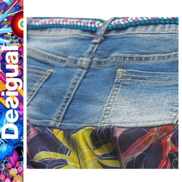 NWT Desigual Girl’s Denim Navy & Floral Skirt || Size 7/8 - Picture 4 of 12